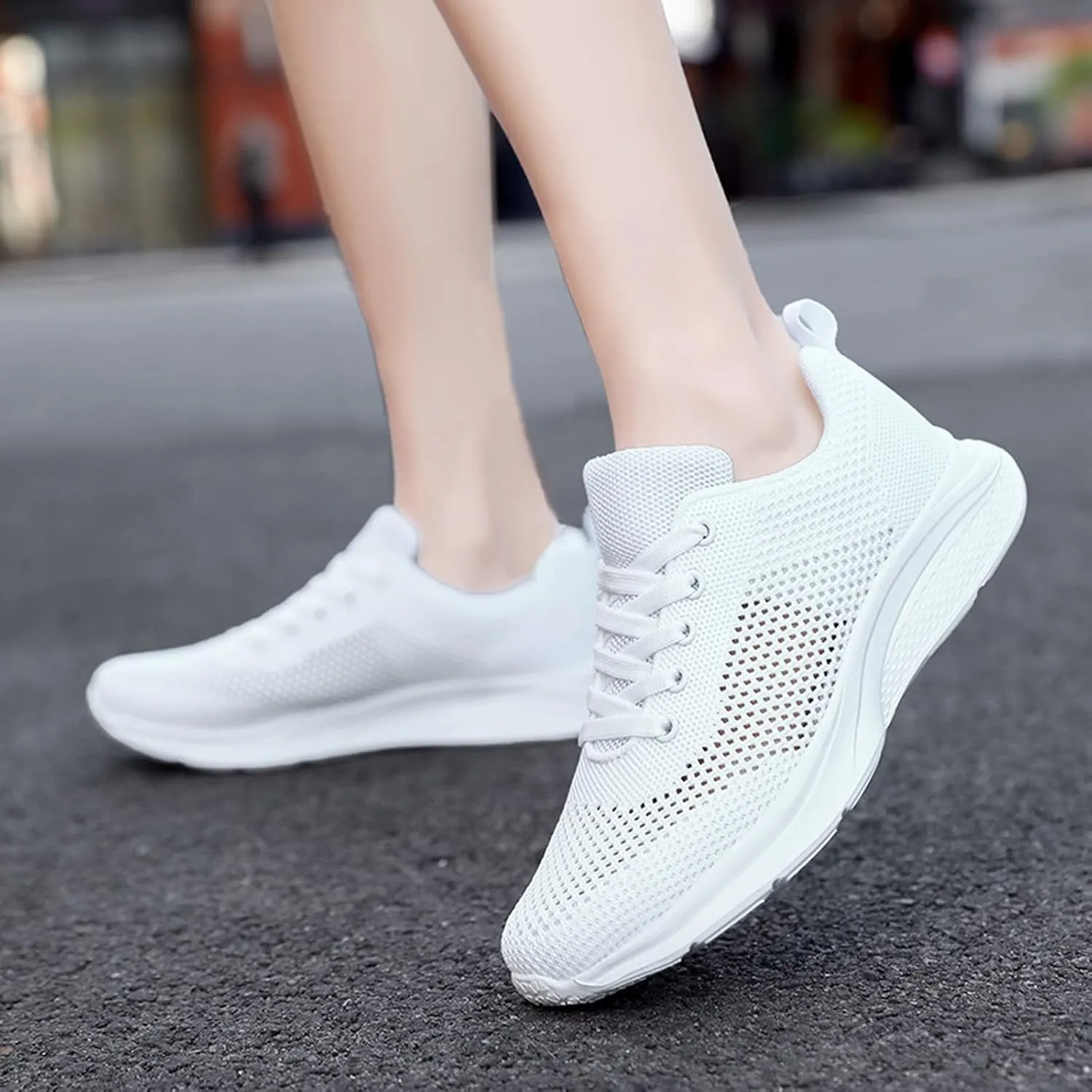 Women's Lace Up Road Running Shoes Wide Athletic Tennis Mens Running Shoes Walking Casual Shoes Slip On White Platform Sneakers Waterproof Tennis Shoe Cross Trainer Shoe