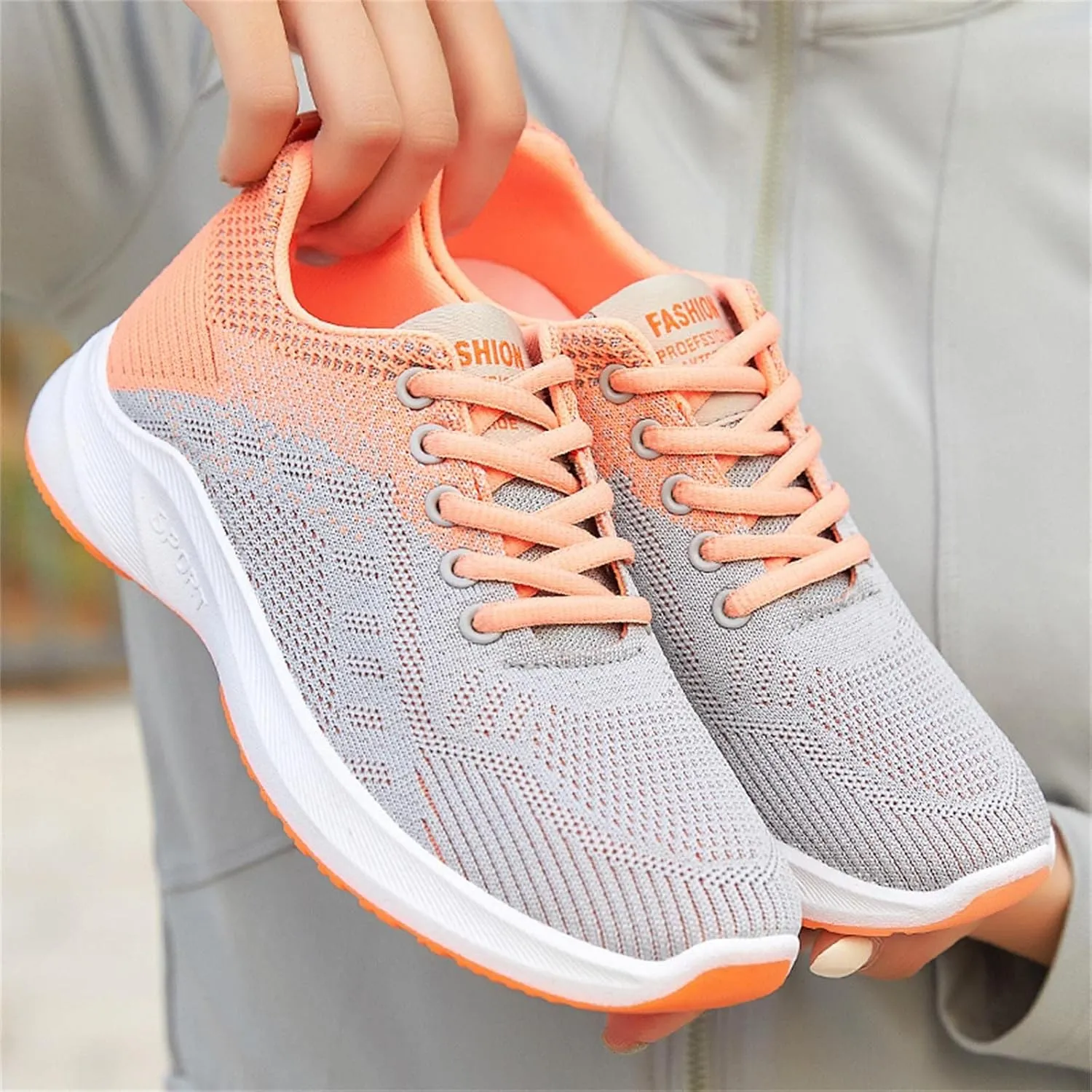 Women's Lace Up Walking Running Shoes Tennis Casual Walking Shoes Women Mesh Breathable Dress Casual Shoes Slip On Sneakers Brown Tennis Shoe Trainers Shoe