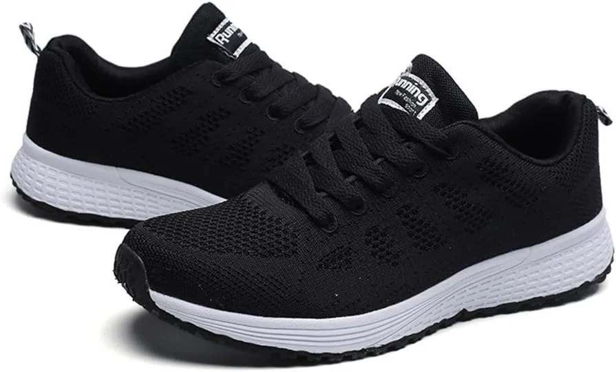 Womens Lace Up Walking Shoes Memory Foam Lightweight Comfort Tennis Shoes Womens Sport Women's Shoes Casual White Sneakers Steel Toe Tennis Shoe Trainers Shoe