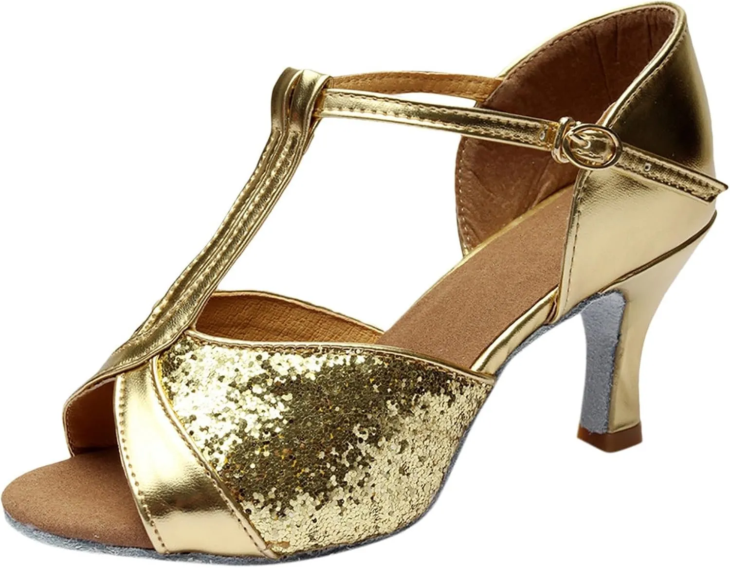 Women's Latin Dance Shoes Ballroom Performance Practice Dancing Shoes Womens Wide Sandals Arch Support