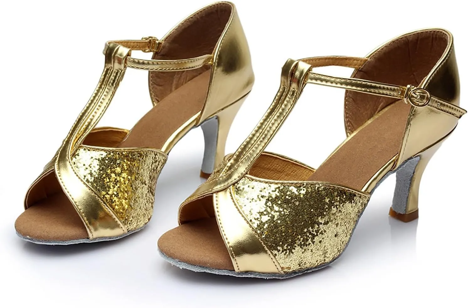 Women's Latin Dance Shoes Ballroom Performance Practice Dancing Shoes Womens Wide Sandals Arch Support