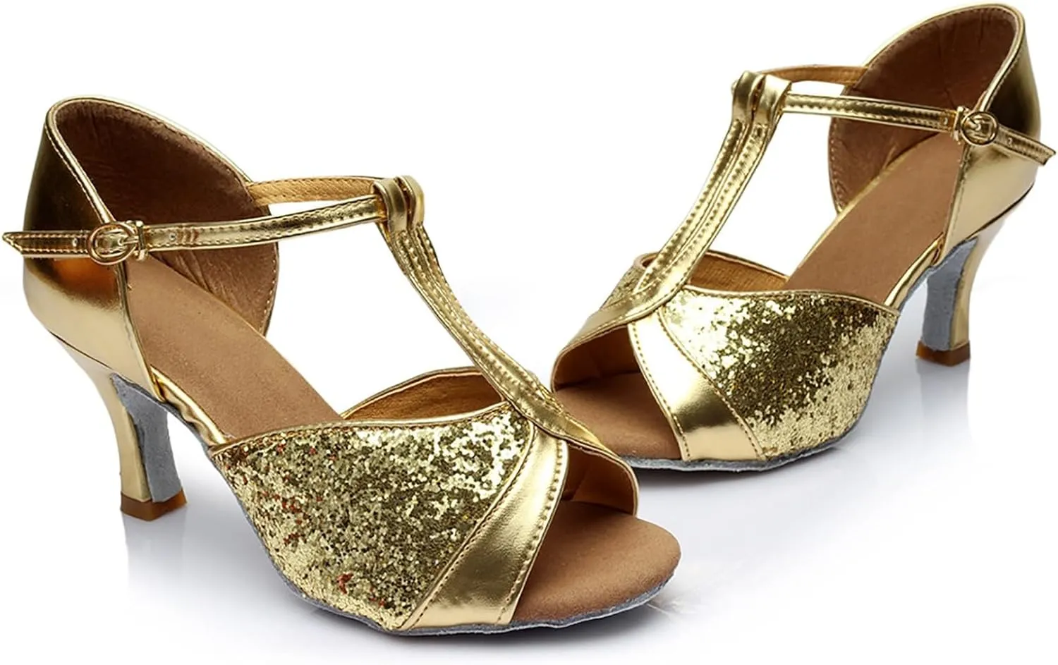 Women's Latin Dance Shoes Ballroom Performance Practice Dancing Shoes Womens Wide Sandals Arch Support