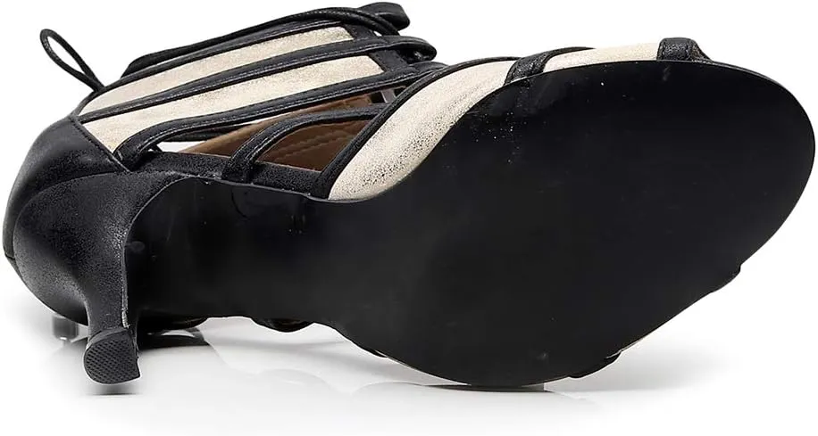 Women's Open Toe Latin Ballroom Ankle Dance Shoes Lace up Salsa Tango Performance Dancing Boots,Model-1006