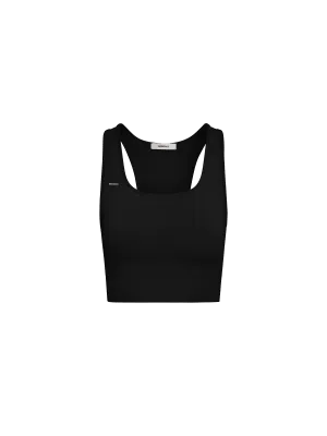 Womens Plant-Stretch Longline Sports Brablack