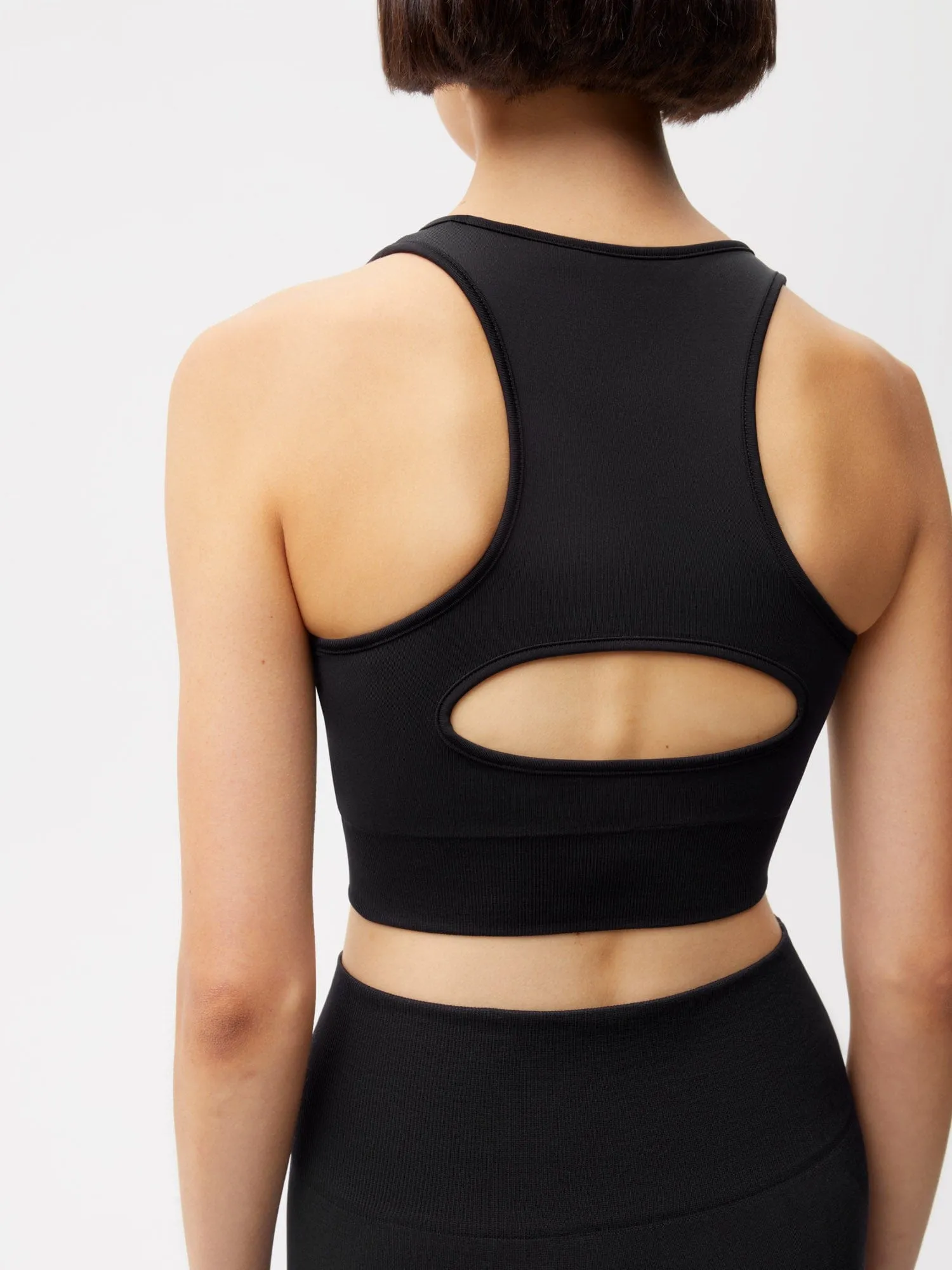 Womens Plant-Stretch Longline Sports Brablack