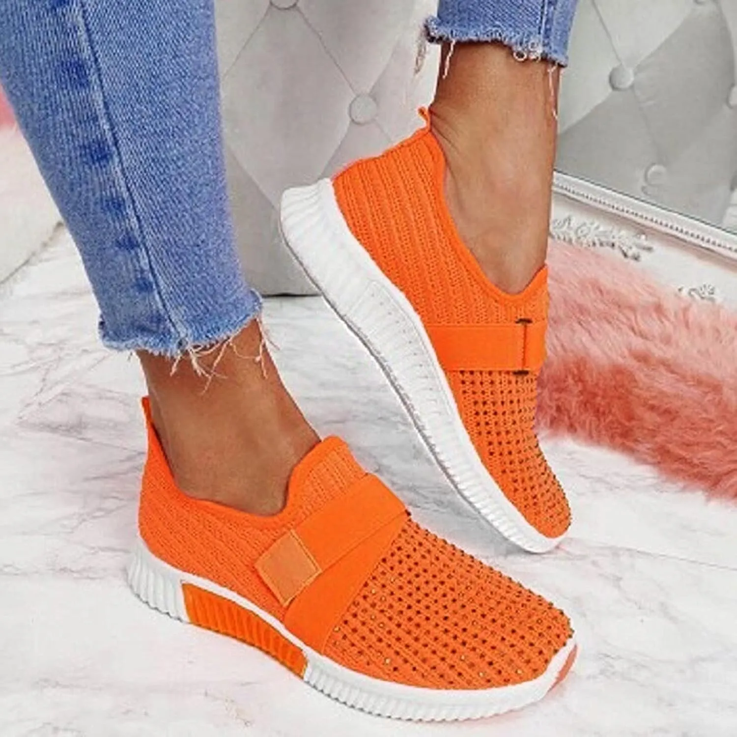Womens Walking Shoes with Arch Support Soft Slip on Athletic Sneakers Comfortable Lightweight Orthopedic Sneakers