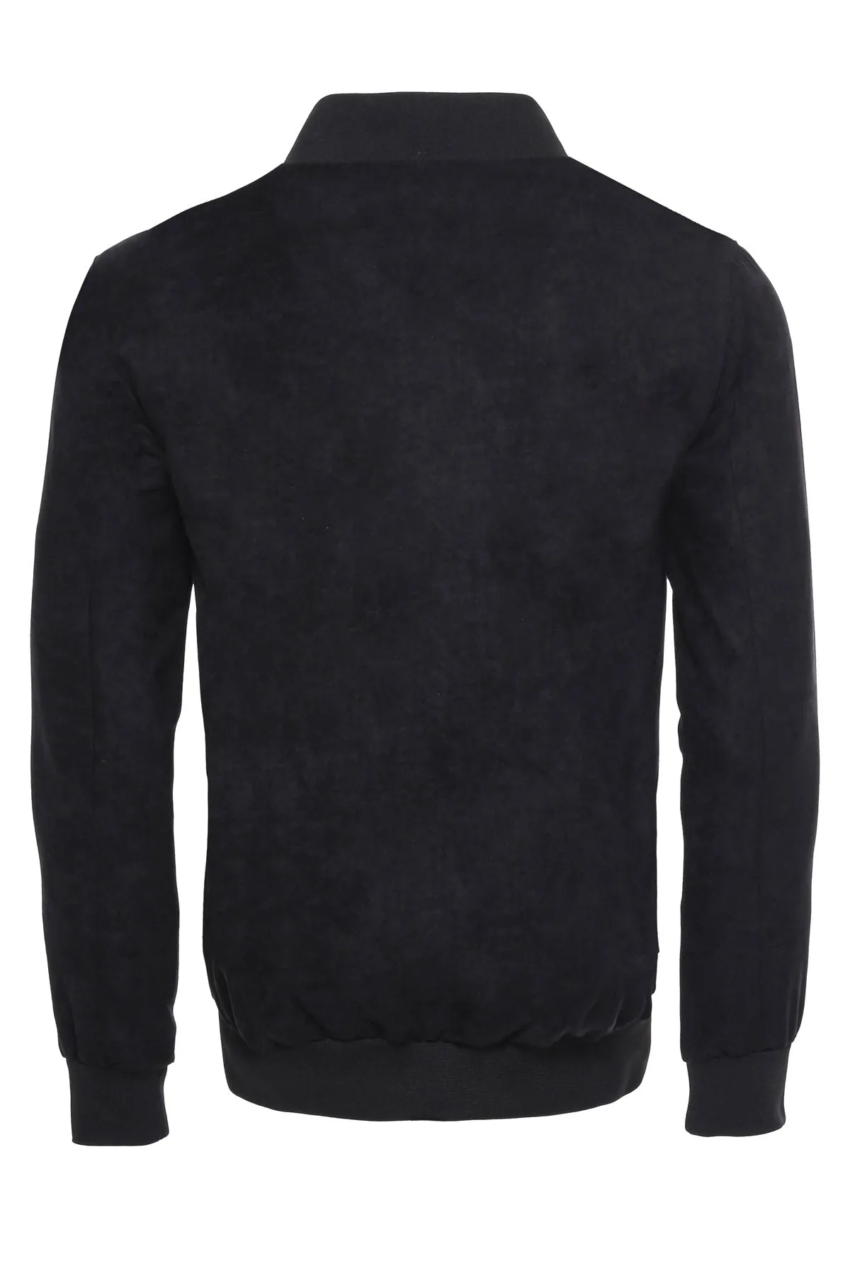 WSS Flap Pockets Suede Navy Blue Men Bomber Coat  - Singen